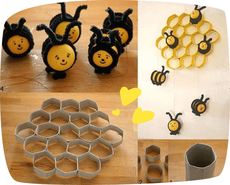 beehive made of cardboard rolls