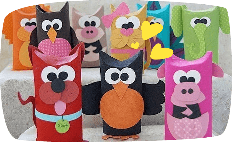 animals made of toilet paper rolls