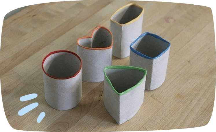 cardboard rolls stamps in different shapes