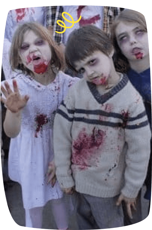 kanak-kanak memakai kostum zombi
