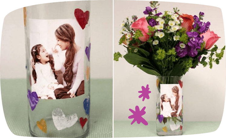 glass vase personalized with photo