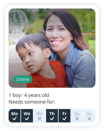Parent profile on Sitly looking for a babysitter for a boy of 4 years old