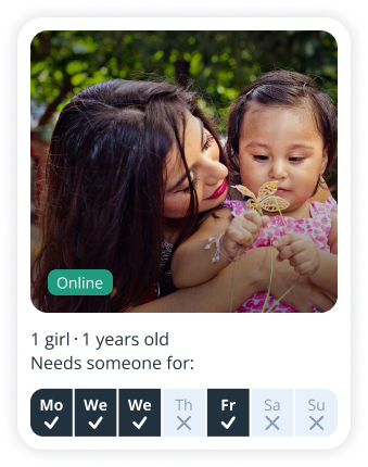 Parent profile on Sitly looking for a babysitter for a girl of 1 year old